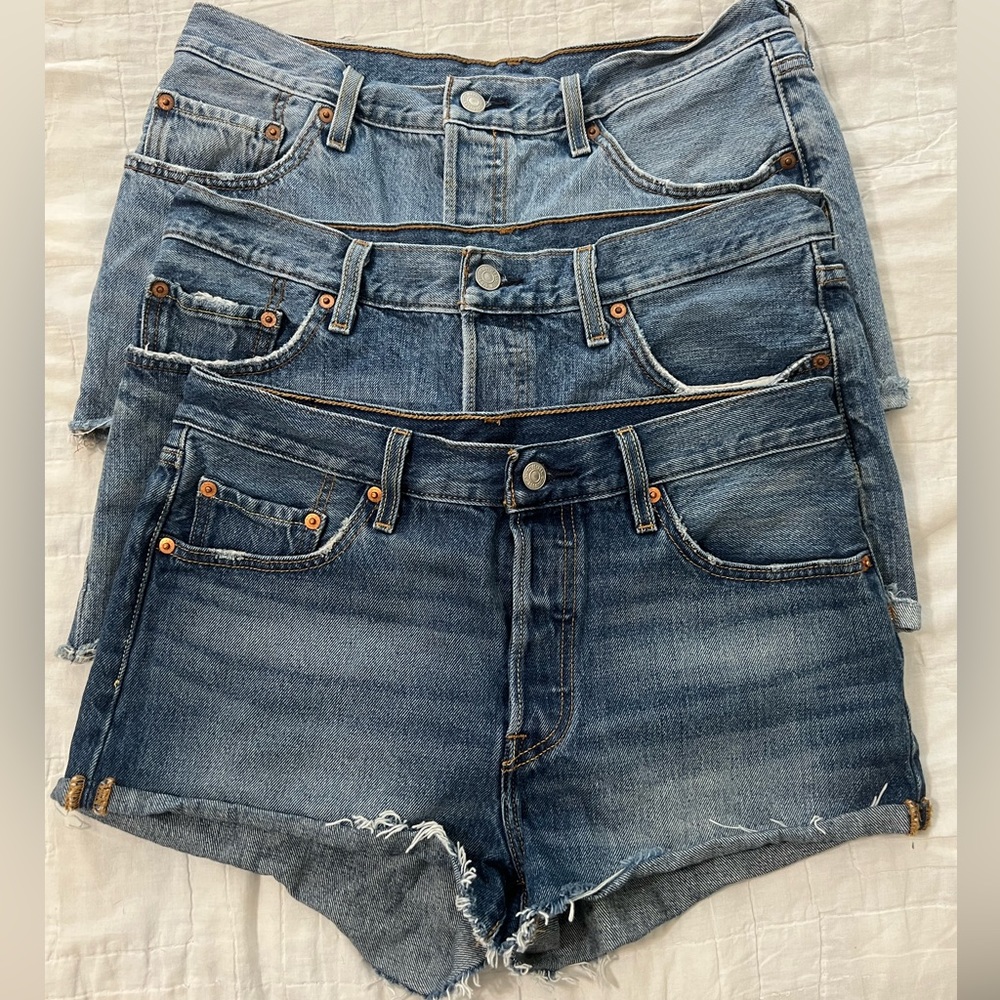 LEVIS 501 LOT OF 3 mid rise jean shorts size 29W
